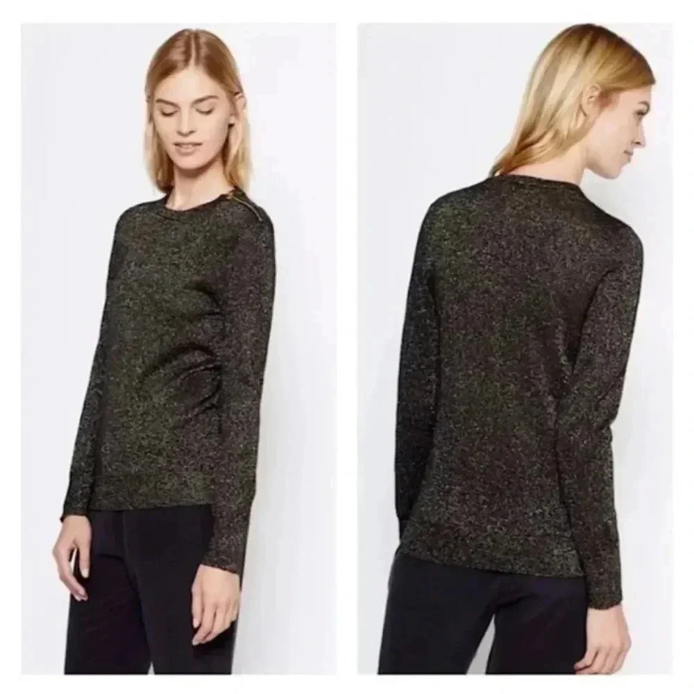 Equipment Silk/Cashmere/Lurex Zip-detail Crewneck Sweater